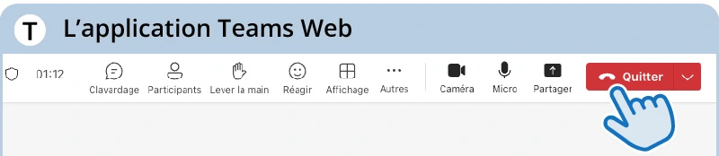 Bouton quitter dans l’interface Teams PC